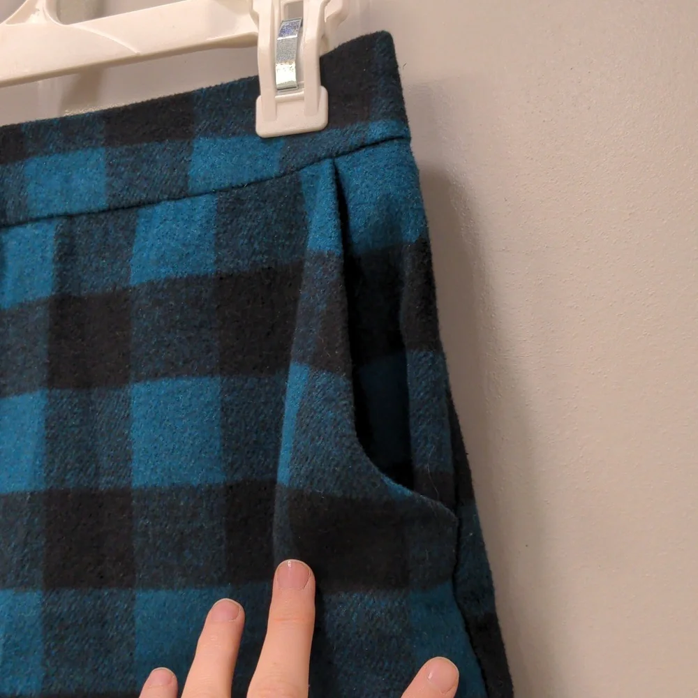 Forever 21 Teal & Black Buffalo Plaid Mini - Picture 2 of 5